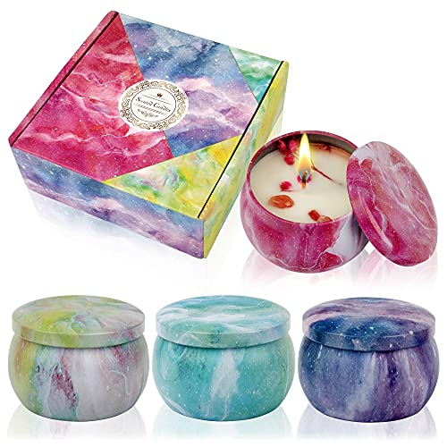 Aroma Kerzen Set Duftkerzen 4 Pack (je 4,4 OZ),30-35 Stunden lang Brennen,Natürliches Sojawachs Rauchfrei Duftkerzen Geschenke für Aromatherapie Massage,Stress Abzubauen,Weihnachten,Valentinstag Cover