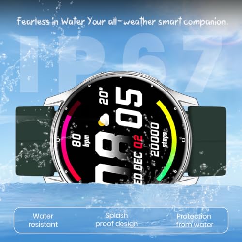 Image of PunnkFunnk Active 2 Smartwatch, 1.39 inch HD Round Display, Bluetooth Calling, Heart Rate & SPO₂, 100+ Sports Modes, IP67, Long Battery Life for Men & Women (Magnetic Green)