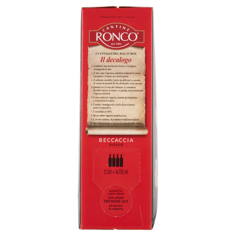 Cantine Ronco vino ROSSO bag in box - 4 X 3 LITRI
