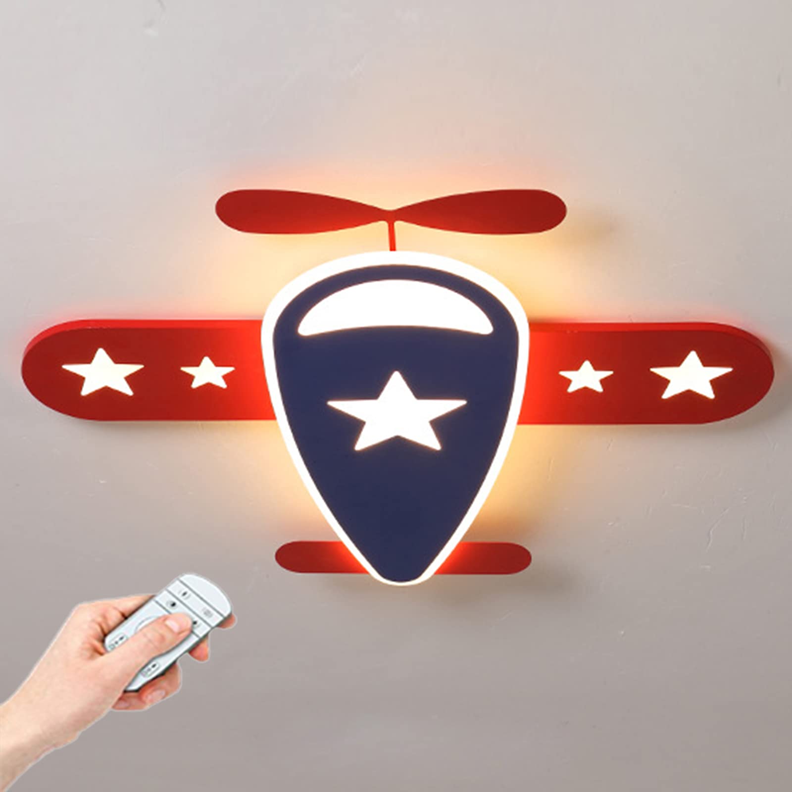 LINCCW Creative Plane Ceiling Light LED Ultra Thin Children's lamp Dimmable Remote Control Ceiling lamp Acrylic Iron Airplane lamp Decorative lamp for Bedroom Nursery Boy L58xW50cm 28W 1900lm