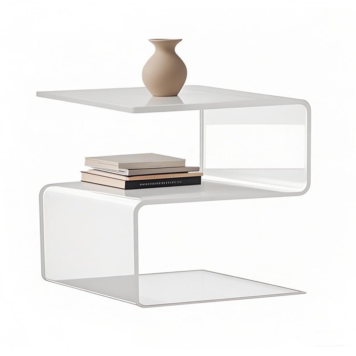 GETCK Acrylic Side Table,17.7" H S-Shaped end Table for Living Room,Clear Nightstand,Bedside Table for Bedroom,Used for The Bathroom Storage Table (