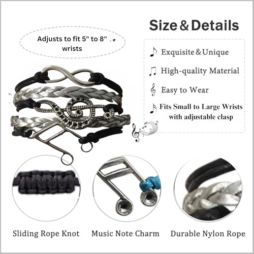 Infinity Collection - Charm Bracelet with Music, Bracelets for Women, Teens, and Girls. Adjustable Bracelet for Musicians. Gift for Music Lovers4