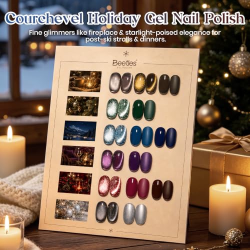 Image of Beetles Gel Nail Polish Set with Cat Eye Colors, Brown Burgundy Green Blue