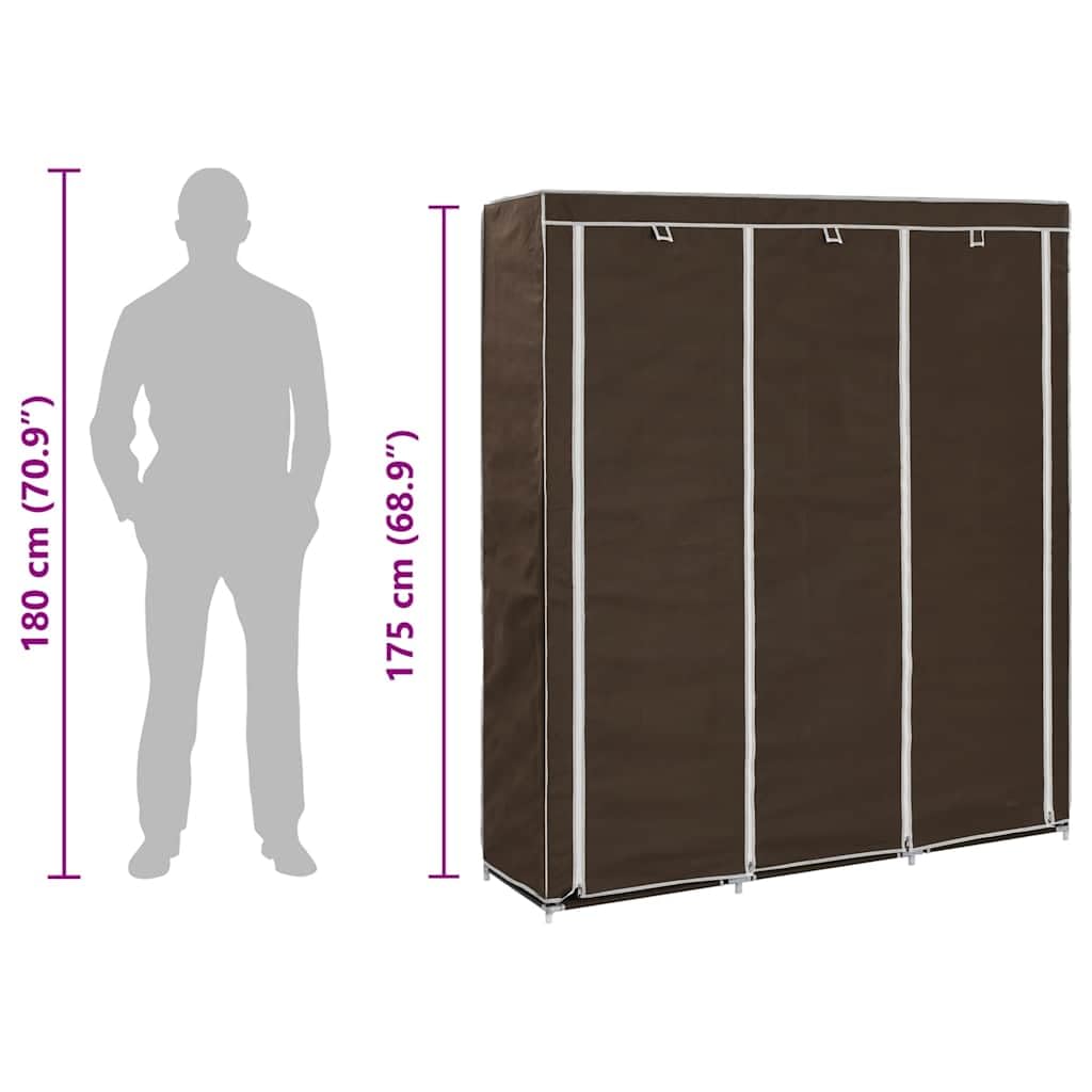 vidaXL Armadio con Scomparti e Aste Marrone 150x45x175 cm in Tessuto Guardaroba Utile Pratico Comodo Funzionale Soluzione Salvaspazio Robusto Solido