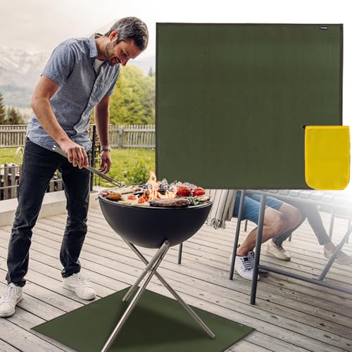Tapis ignifuge pour barbecue protégeant la pelouse des brûlures de charbon - 4