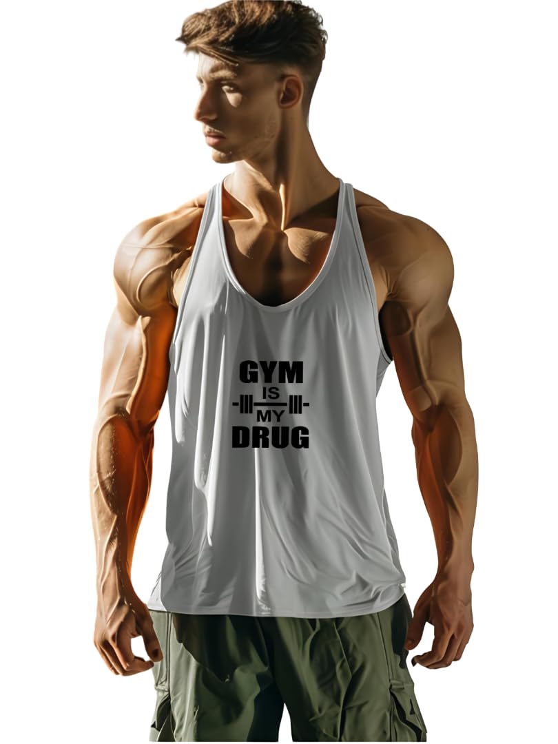 Men Gym Round Neck Vests Printed Polyester Sleeveless Vests-picture-30