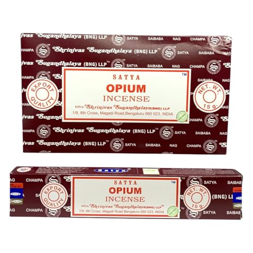 Satya Lot de 12 Paquets de 15 bâtons d'encens Opium 180 g - Durée de Combustion : Environ 40 à...