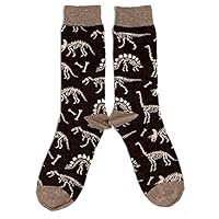 Mens Brown Dinosaur Skeleton Paleontologist Socks 6-11 UK / 39-45 Eur / 7-12 US