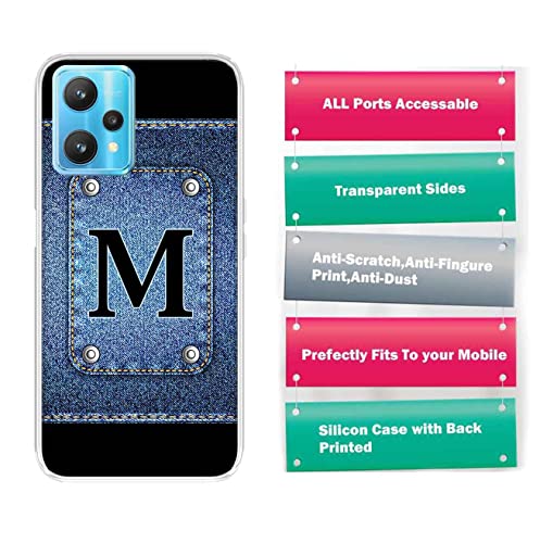 Image of Amazon Brand- Solimo Designer Multicolor Button Jeans Alphabet-M Printed Soft Back Case Mobile Cover for Realme 9 Pro 5G