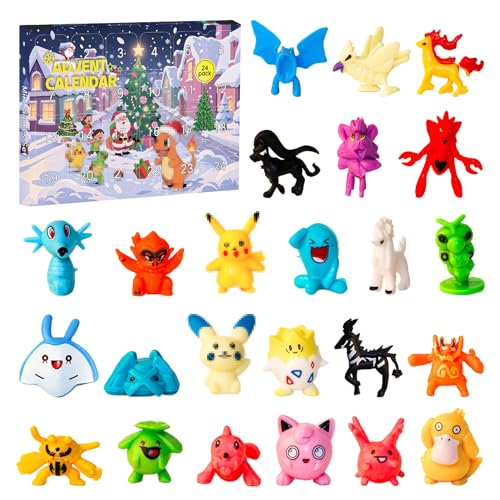 GOACRS Adventskalender Kinder Figuren Set Kleine Weihnachtskalender mit 24 zufälligen Mini Cartoon-Anime Spielzeugfiguren Weihnachts-Countdown Überraschungsgeschenk für Jungen und Mädchen