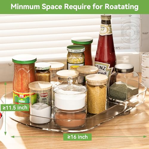 Voova Lazy Susan Turntable Organiser for Fridge, 360°Rotating Refrigerator Fridge Storage Organizer, 15.57'' Clear Rotating Lazy Susan Cupboard Organiser for Cabinet, Table, Kitchen, Pantry (1 Pack) - Image 4