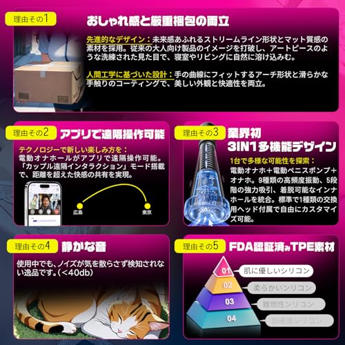 電動オナホ オナホ【業界初!3in1新時代】電動オホール オナホール ペニスポンプ【9種爆振&5種驚きの吸引力&4Dキツキツの極上構造!&アプリ遠隔操作&静音&温冷プレイ】吸引 フェラホール おなにーグッズ男性用 おなほーる 男性 人気 リアル おなほ おとなのおもちゃ 人気 オナ二ー 繰り返し - 画像4