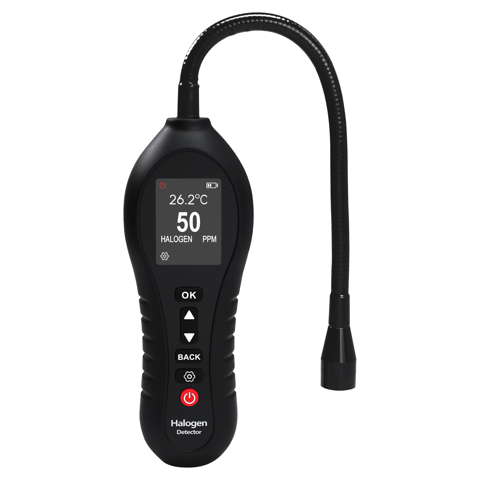 Detector de fugas de refrigerante HVAC, detector de fugas de freón con sonda flexible de 10 pulgadas, rango de 0-1000 PPM, pantalla a color, para sistemas automotrices y de aire acondicionado (CFC,