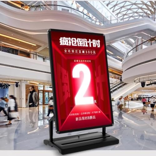 Soporte para carteles de exterior con base rellena, resistente al viento, soporte para letreros de acera con ruedas para negocios, publicidad, menú, guía