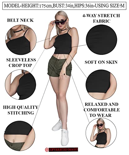 Image of A1687 Women's Basic Solid Square Belt Neck Stylish Crop Top for Women