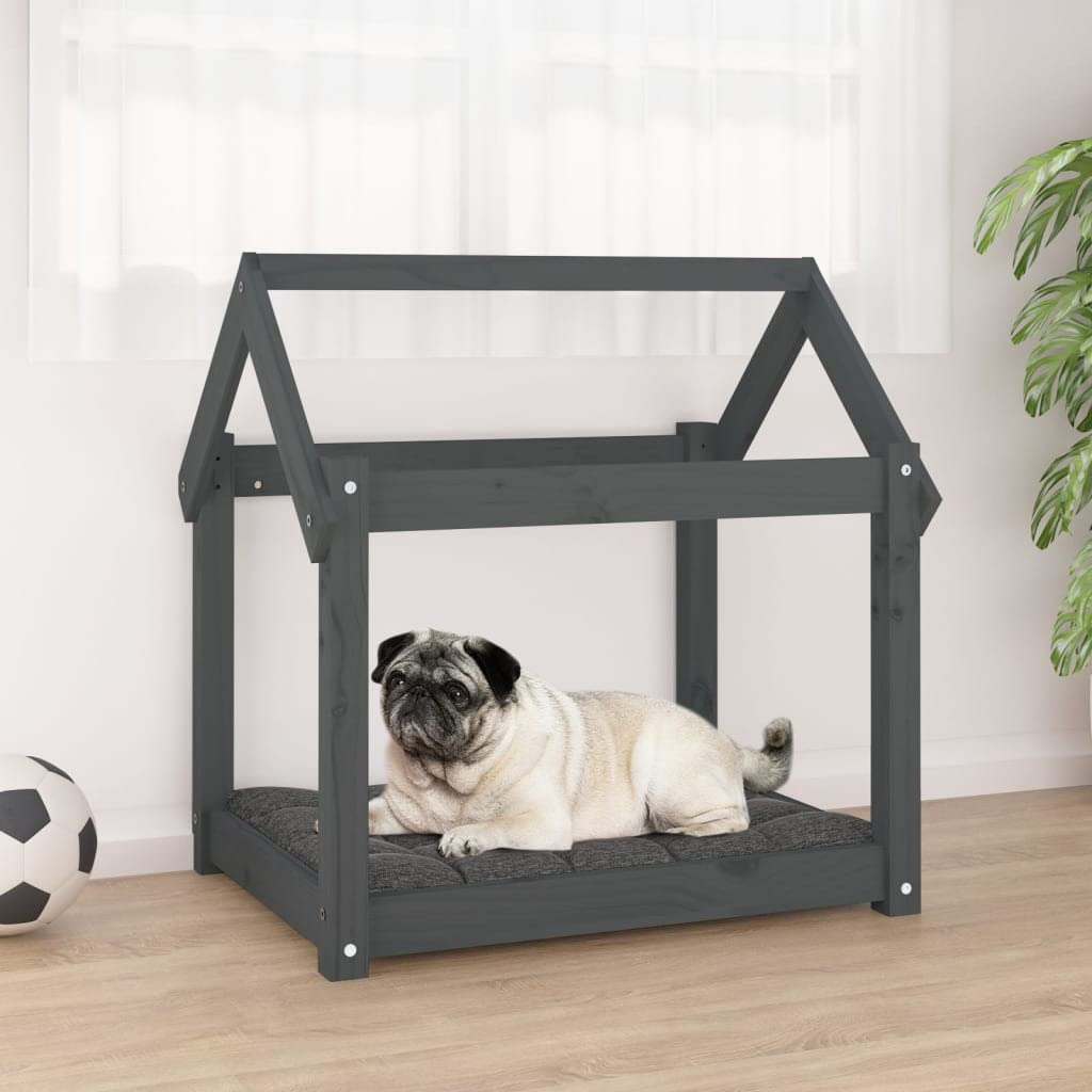 Cuccia per cani in legno di pino massiccio, 71 x 55 x 70 cm, accogliente posto per dormire con morbido cuscino, antiscivolo, per cuccioli e anziani, in soggiorno