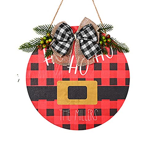 Hiistaring Weihnachtskranz Buffalo Karo Plaid Hängende Türschild für Haustür Rustikale Holz Urlaub Dekor für Weihnachten Zuhause Fenster Wand Innen Außen Dekorationen Cover