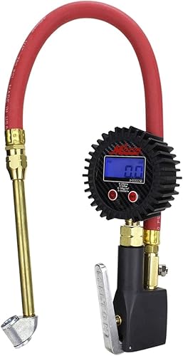 Milton S-530 Inflador de neumáticos digital compacto con manómetro, 255 PSI, mandril de aire de doble cabezal, manguera de 15 ", dial de 2.5",