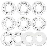 Divisor de tamaño para bebé – Juego de 10 desde recién nacido hasta niño pequeño y 2 espacios en blanco con caja de colores – [Blanco]