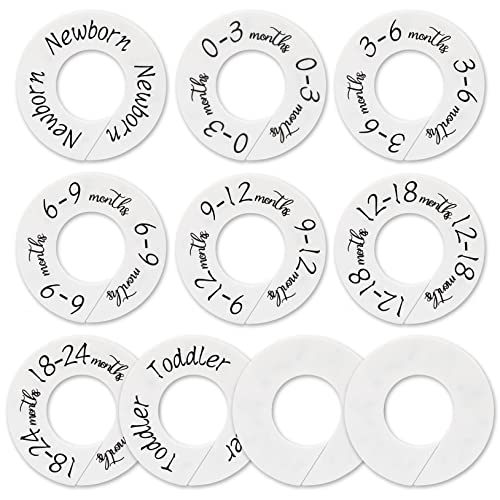 Image of Baby Closet Dividers - Set of 10 from Newborn to Toddler and 2 Blanks with Colored Box,Baby Size Divider Fits 1.65" Rod- [White Unisex]