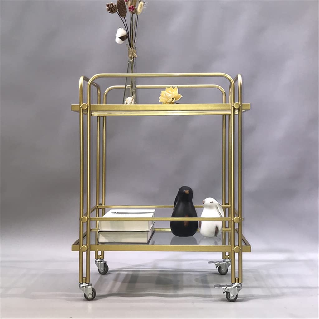 DNATS Mobile Glass Dining Car Hotel Two-Layer Trolley Drinks Trolley Commercial Trolley Snack Cart Art