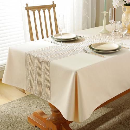 Linen Tablecloths for Rectangle Tables,Fabric Tablecloth Advanced Waterproofing Technology for Dinningroom,Farmhouse