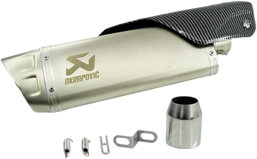- Vagary Kalasnikavo Akrapovic Exhaust High Bass Exhaust Silencer for BMW, KTM, Kawasaki, Suzuki, Bajaj, Yamaha R15, Ninja, CBR, GS, Apache, Duke 390, FZ, Gixxer (Silver)