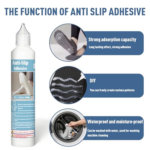 INNOVAYOU 3.5oz Sock Stop(Transparent), Anti-Rutsch Socken Kleber Transparente wasserdichte Gewebefarbe, Waschbar, Slip Socken Kleber passend für Socken, Haustier Socken, Decken