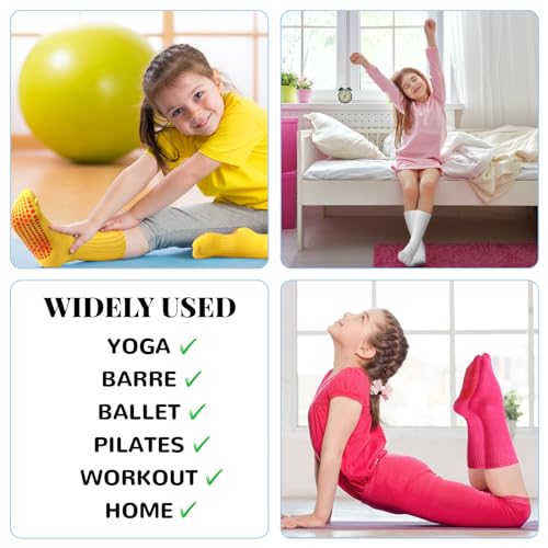 Panitay 8 Pairs Kids Non Slip Socks Grip Socks Athletic Yoga Socks for Boys Girls Pilates Dance Yoga Gym Hospital4