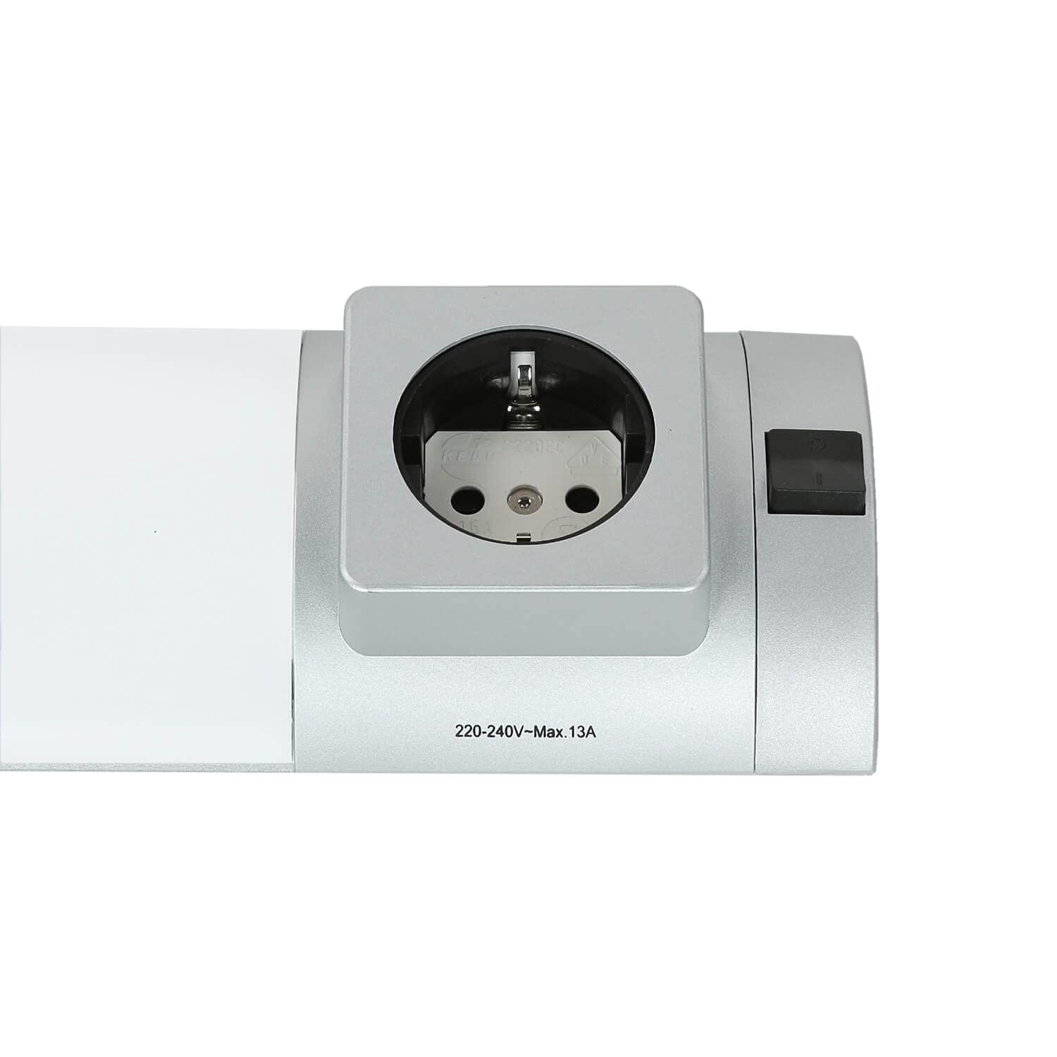 Easylight Lámpara de pared SOFT baño LED con toma de corriente eléctrica luz blanca fría plateada 6500K Aplique con interruptor ideal para Cocina Baño