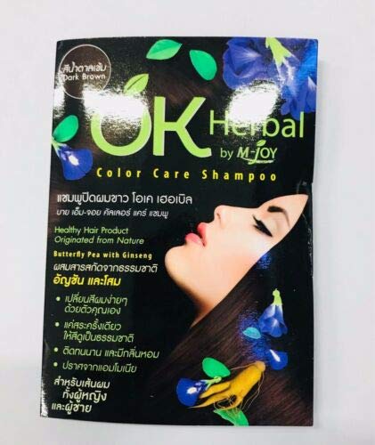 GSG 12X Hair Color Change with Herbs OK Herbal Color Care Shampoo Dark Brown 30ml
