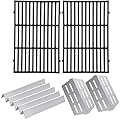 GasSaf 19.5 Grill Grates, 17.5 Flavorizer Bar and 13-1/4 Heat Deflectors for Weber Genesis 300, Genesis 310 320 330 and More Gas Grills with Front Control Panel, Grill Parts for Weber 7524 7620 7622