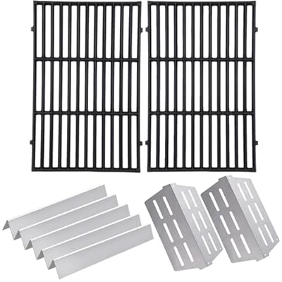 GasSaf 19.5 Grill Grates, 17.5 Flavorizer Bar and 13-1/4 Heat Deflectors for Weber Genesis 300, Genesis 310 320 330 and More Gas Grills with Front Control Panel, Grill Parts for Weber 7524 7620 7622
