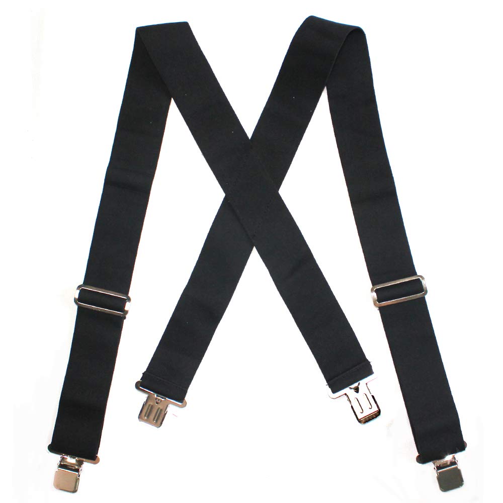 Melo Tough Men's Suspenders Fully Elastic 2 inch Wide X back Heavy Duty Tradesperson's Pant Suspender (Black) …