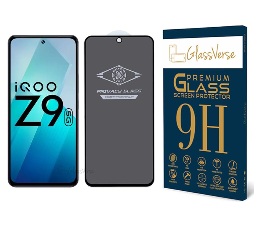 GlassVerse Ultra Privacy Tempered Glass For Iqoo Z9 5G Cellphone(Pack Of 1)With Free Installation Kit Edge-To-Edge Protector(In-Screen Fingerprint Lock Will Not Work With The Privacy Guard)-6.67 Inch