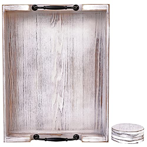 U/D RW-1-2 Wooden Serving Tray With Handle Large Ottoman Rustic Trays cover