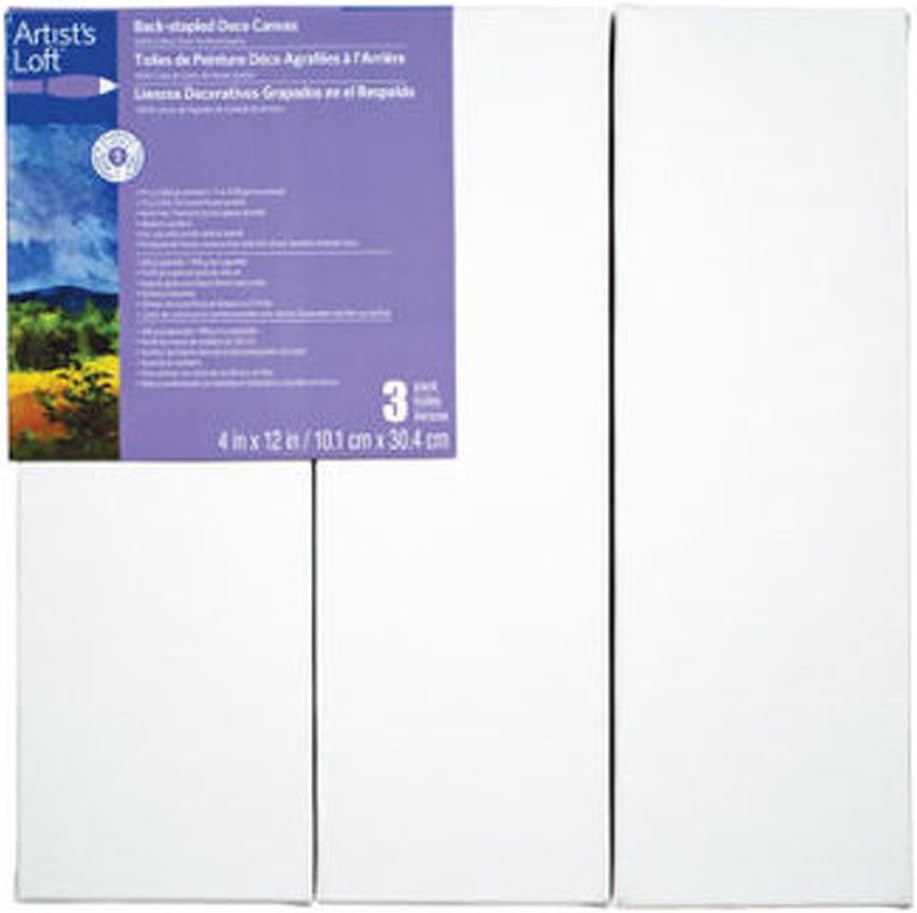 Artist's Loft Back Stapled Deco Canvas 3 Pack, 4in x 12in