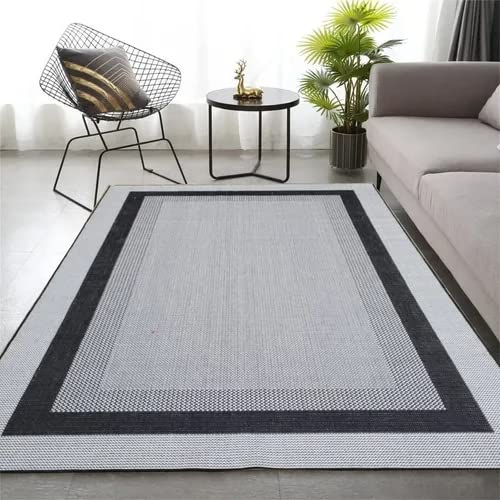 Tapete Para Sala Quarto Sisal 2,00 x 2,50 Cinza Preto Sem Pelo Lancer