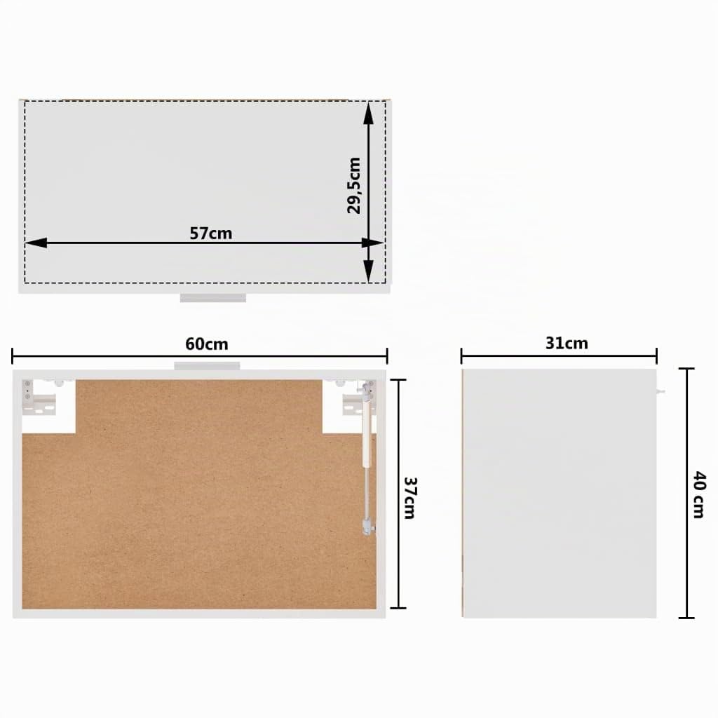 vidaXL Mobile Pensile “Lyon” Bianco 60x31x40 cm in Legno Multistrato