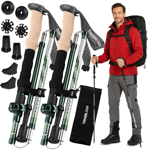Trekology Trek-Z einklappbarer dreiteiliger Wanderstock/Wanderstöcke – verstellbare...