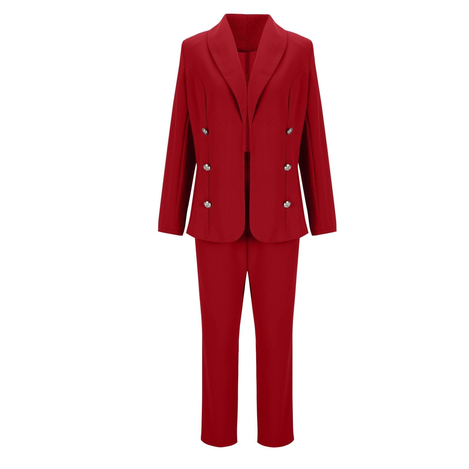Generico Tailleur Mujer Elegantes Dos Piezas Completo Con Revers Y Botones Curvy Ropa Casual Mangas Largas Pantalones Y Chaqueta Tailleur Blazer Slim Fit Para Oficina Ocasiones Formales Y Negocios
