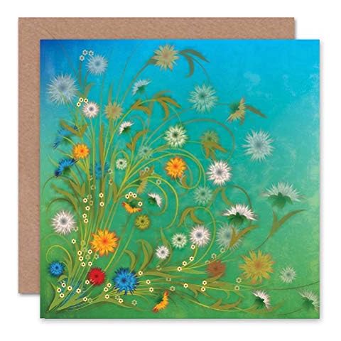 FLOWERS COLOURFUL BLUE SKY GRASS BLANK GREETINGS BIRTHDAY CARD ART Cover