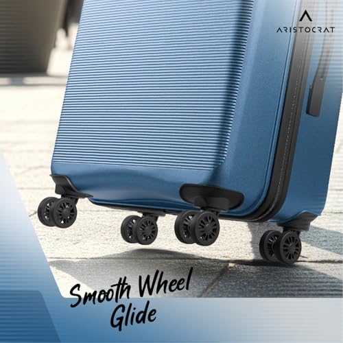 Image of Aristocrat Axis Set of 3 Trolley Bag 56, 66 & 76cm | Small+Medium+Large | Hard Luggage | Smooth 8-Wheel Suitcase | Combination Lock with Sturdy Zipper | 3-Year International Warranty (Dark Teal)