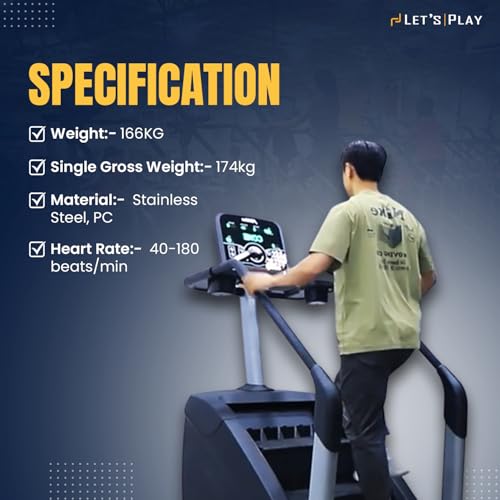 Image of LET'S Play Heavy Duty Stair Climber Stepper | Stair Master for Home & Commercial Gym Cardio | LCD Display, Climbing Mode, Heart Rate Monitor & 200Kg / 440Lbs Capacity for Full Body Workout
