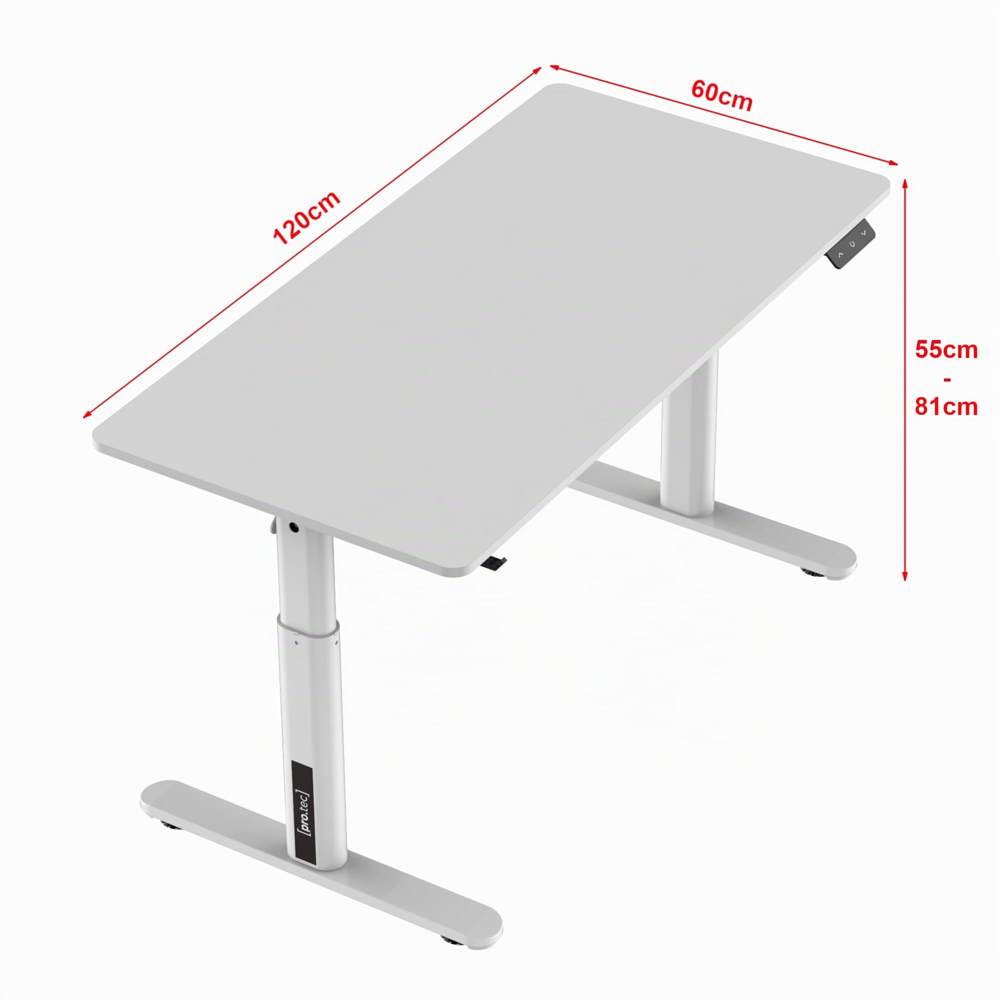 pro.tec] Mesa Escritorio Infantil Regulable en Altura (55-81 cm) Mesa para Niños con Ganchos de Acero y Aglomerado (LxAn) 120 x 60 cm - Blanco