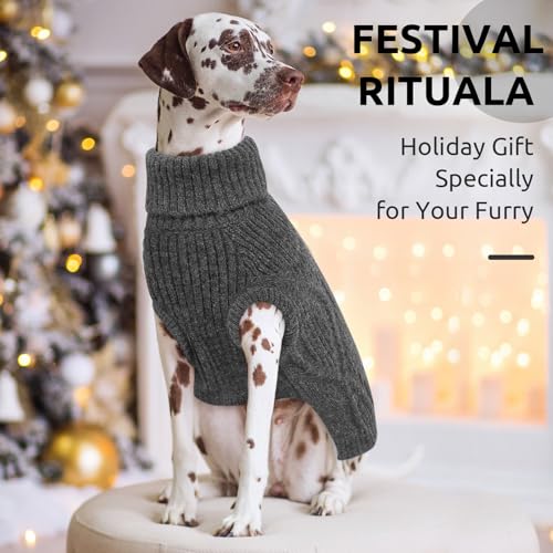 Queenmore Hundepullover mittelgroße Hunde, warm und bequem, Stretch Strickpullover für Dackel, Bichon Frisé, Mops, Jack Russell Terrier, Greyhound, Boston Terrier (Grau, M)