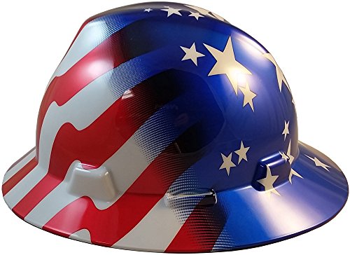 Msa Full Brim Patriotic Hard Hat With American Stars And Stripes Hard Hats - One Touch Suspension  #TOP2