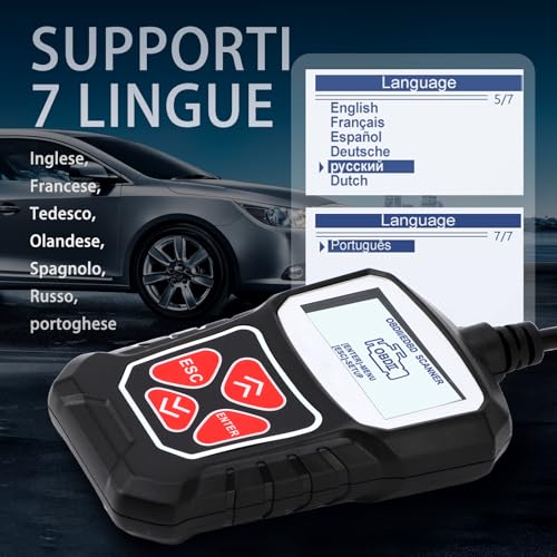 WODHMIEY Multifunktionaler OBD2-Auto-Scanner mit vollständiger Diagnosefunktion, kompatibel mit Fahrzeugen mit Benzin und 12 V