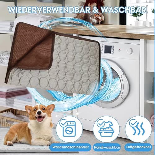 fuzhik Kühlmatte für Hunde und Katze 61 x 51CM, Haustier Kühlmatte Waschbares Matte Sommer Kühlkissen Katzen Selbstkühlende, Selbst Kühlende Hundematte für Zuhause Unterwegs oder im Auto
