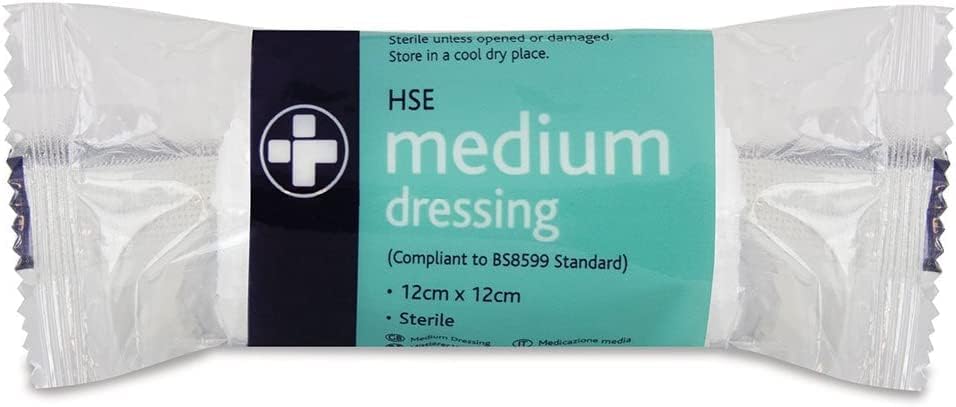 Reliance Medical 12 x 12 cm Medium HSE Dressing Bandage and Pad for Ref 316 - Pack of 10